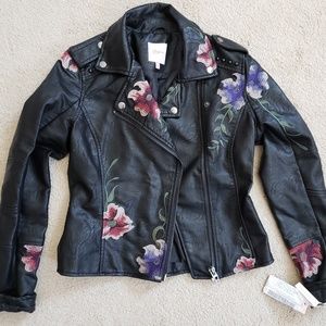 Faux Leather Floral Coat Brand New Size Small